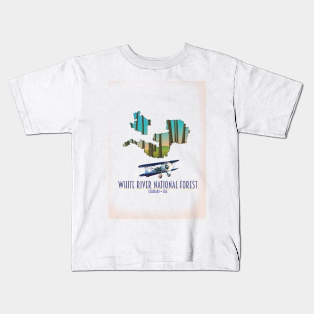 White River National Forest Colorado map Kids T-Shirt by nickemporium1